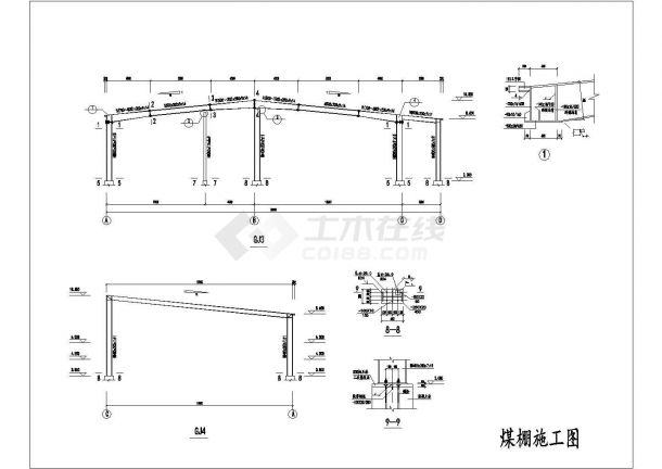 包头市某机械厂27米L型平面钢结构厂房全套结构设计CAD图纸-图一