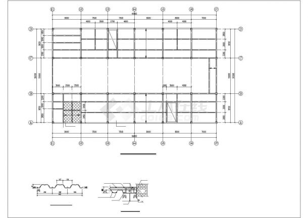 南通市某工厂1.3万平米钢结构工厂全套结构设计CAD图纸-图一