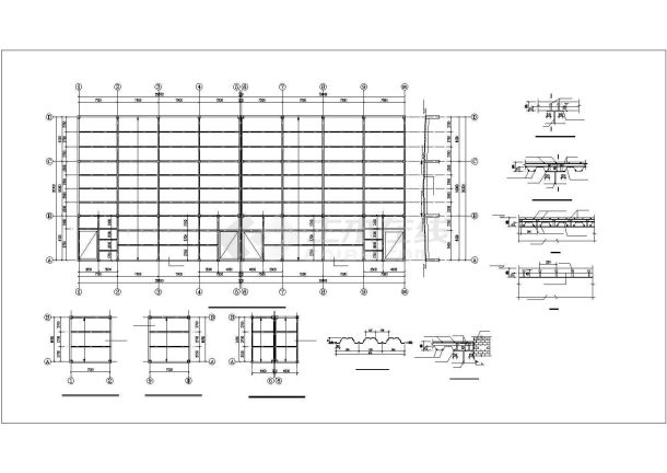 南通市某工厂1.3万平米钢结构工厂全套结构设计CAD图纸-图二