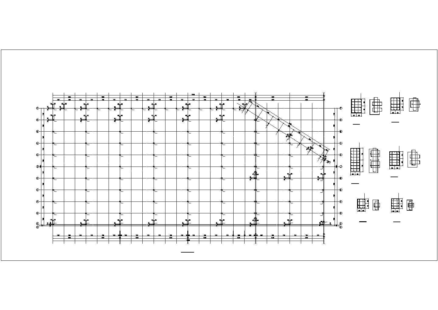 温州市某工业区单层钢结构厂房结构设计CAD图纸