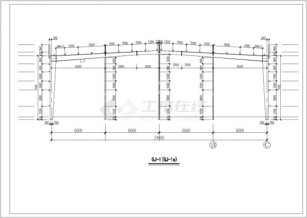 乌鲁木齐市某工厂1.2万平米单层钢结构厂房结构设计CAD图纸-图二