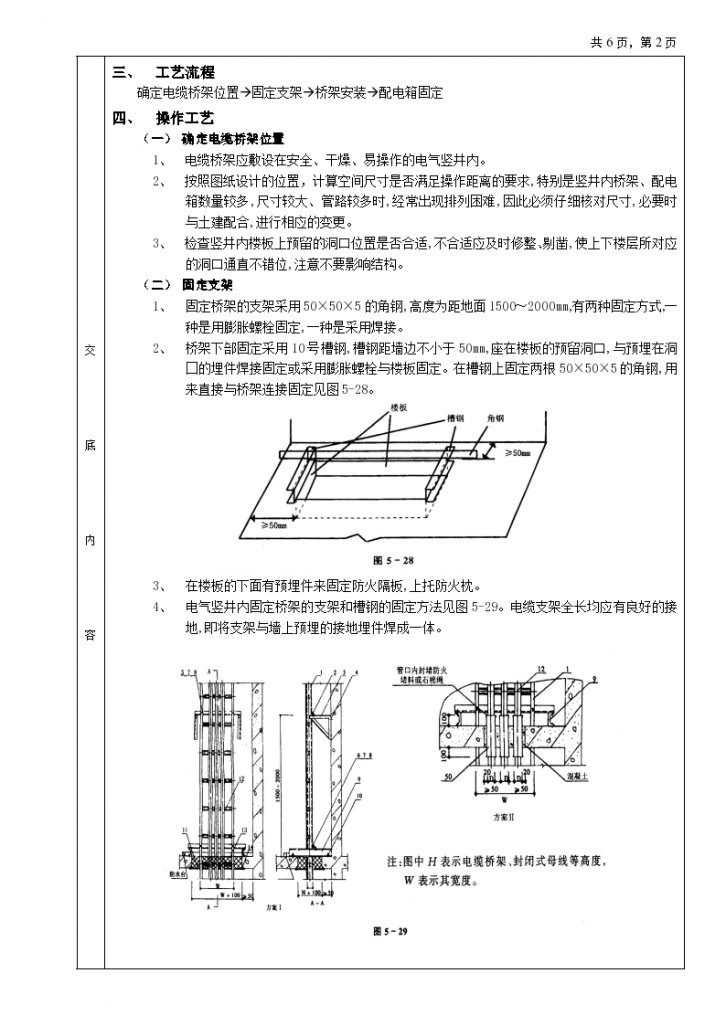 电气竖井内电缆桥架工程设计施工方案-图二