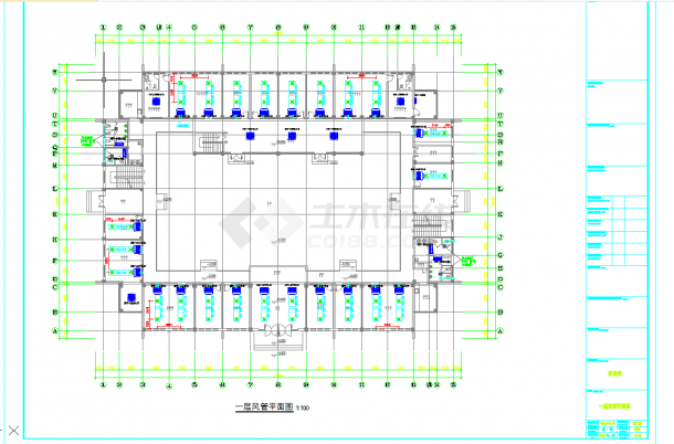 高层研发楼空调布置CAD参考图-图一