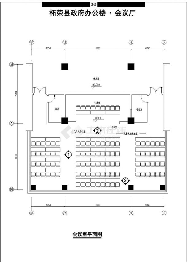 会堂设计_某大型会堂观众厅建筑CAD图-图一