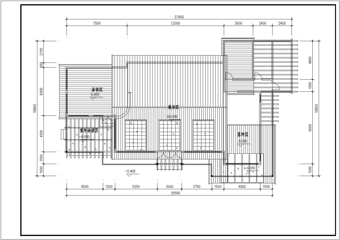 售楼部设计_某住宅小区售楼房建筑CAD图