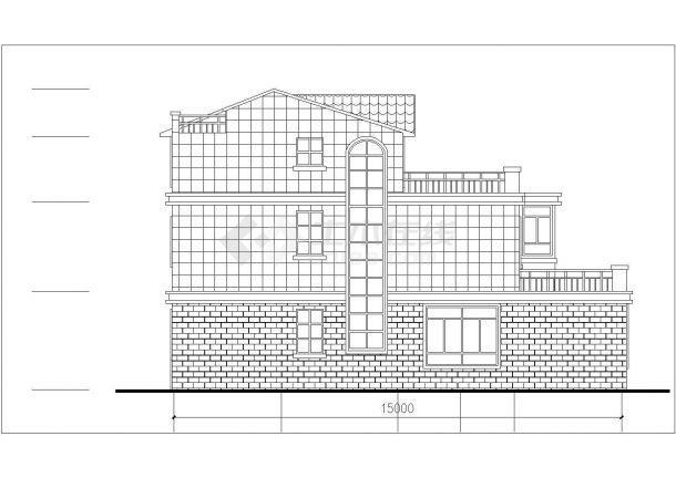 西双版纳地区某现代化村镇3层砖混结构私人别墅建筑设计CAD图纸-图二