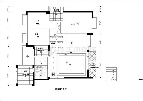 杭州市某小区大四居家装室内装修方案cad施工图纸-图一