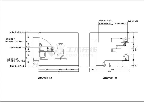 某市中南锦城两室两厅室内家装设计cad方案施工图-图一