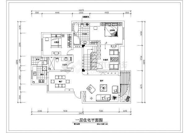 某集团副总某区别墅家庭室内装修一层设计cad施工图-图二