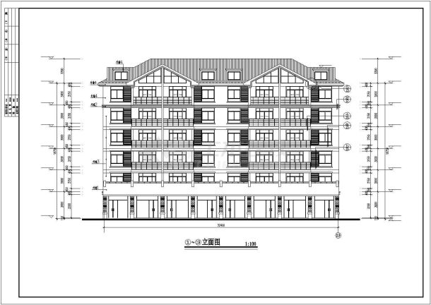 【最新】某六层带阁楼住宅楼建筑设计CAD图纸-图二