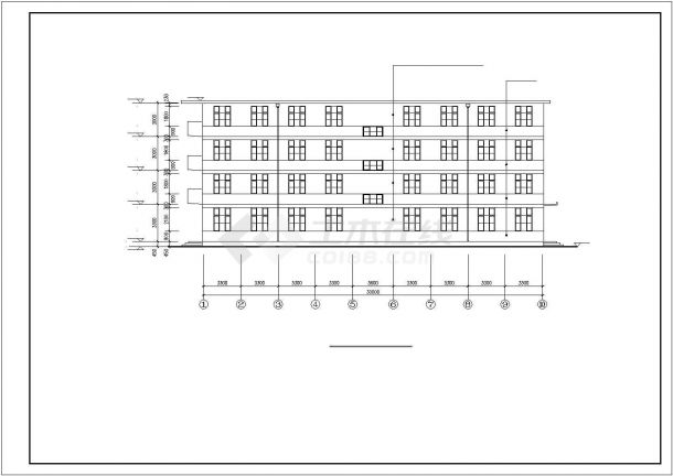 【最新】某4层职工宿舍楼建筑设计CAD图纸-图二