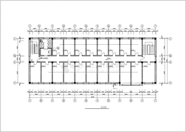 【最新】某高校学生宿舍楼建筑设计CAD图纸-图二