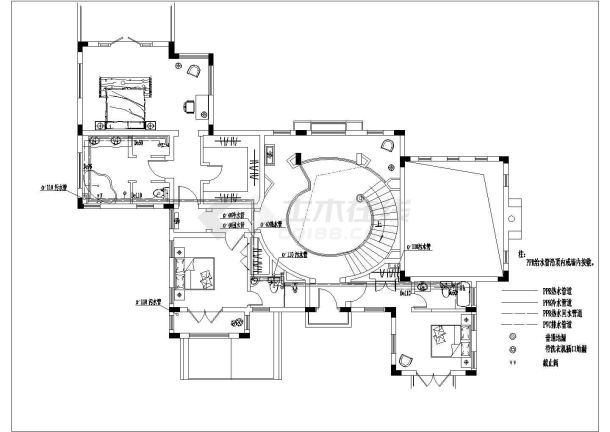 常熟某社区自建多层精品别墅全套水电设计cad图-图二