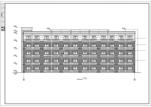【最新】某砖混职工宿舍楼建筑设计CAD图纸-图二