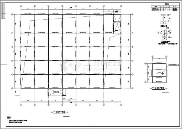 某多层钢框架结构厂房设计cad全套结构施工图（含设计说明）-图二