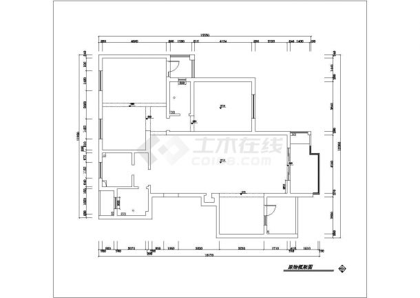 延安市北川花园小区120平米三房户型装修施工设计CAD图纸-图一