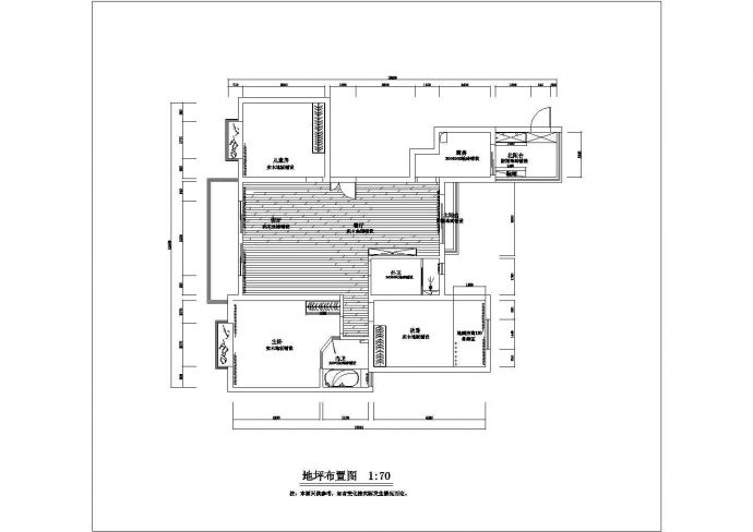 广州市澜山花园小区经典三室两厅户型装修施工设计CAD图纸_图1