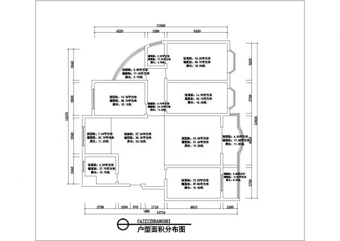 济南市御府花园小区115平米户型全套装修施工设计CAD图纸_图1