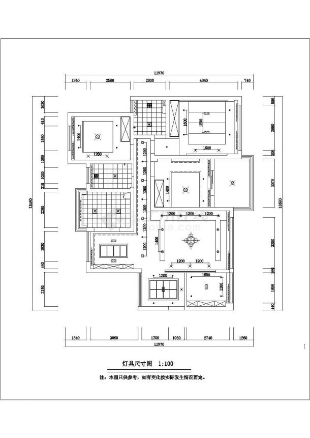 南阳市某新建小区155平米四房户型装修施工设计CAD图纸-图一