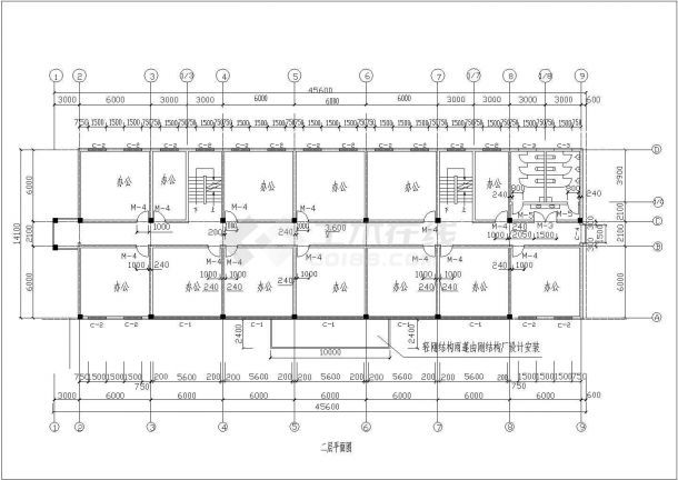 北京通州区某公司3层框架结构办公楼建筑设计CAD图纸-图一