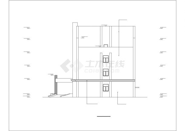 合肥市某科研公司2400平米四层框架结构办公楼建筑设计CAD图纸-图一