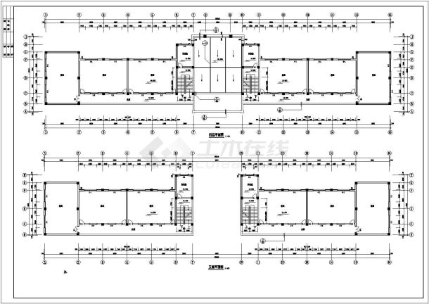 上海某附属中学3300平米五层框架结构教学楼建筑设计CAD图纸-图一