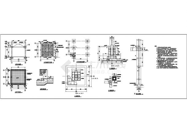 某木廊架CAD设计节点施工图-图一