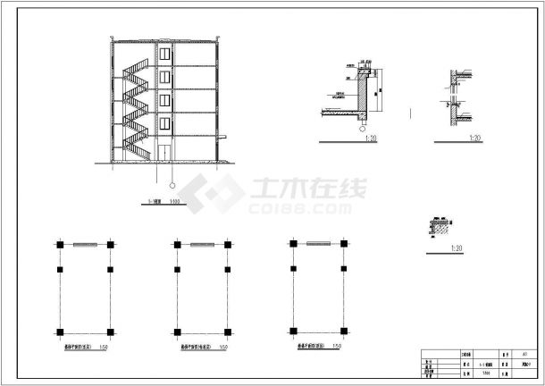 北京某商业街6500平米五层框架结构商务旅馆建筑设计CAD图纸-图二