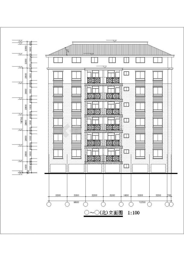 3100平米7层砖混结构住宅楼建筑设计CAD图纸（不含地下室）-图二