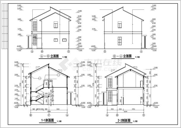 成都市某公司850平米双层砖混结构办公综合楼建筑设计CAD图纸-图二