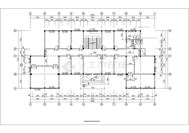 厦门市某事业单位1800平米3层砖混结构办公综合楼建筑设计CAD图纸-图一