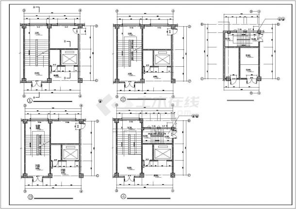 6350平米6层欧式风格框架结构办公楼建筑设计CAD图纸-图二
