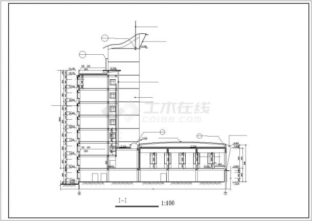 淮安市某公司8层现代化框架结构办公楼建筑设计CAD图纸-图一