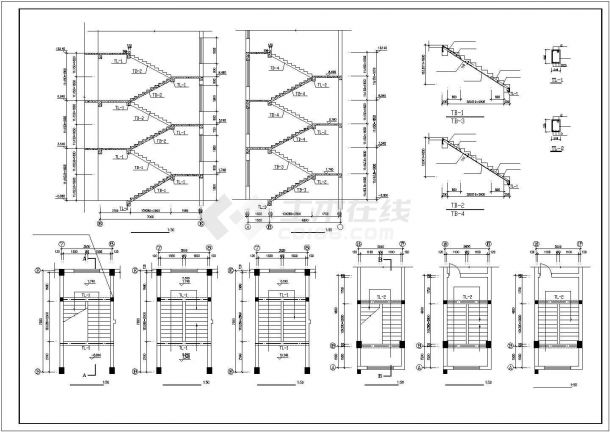 某工厂2000平米四层框架结构办公楼建筑结构设计CAD图纸（含水电图）-图一