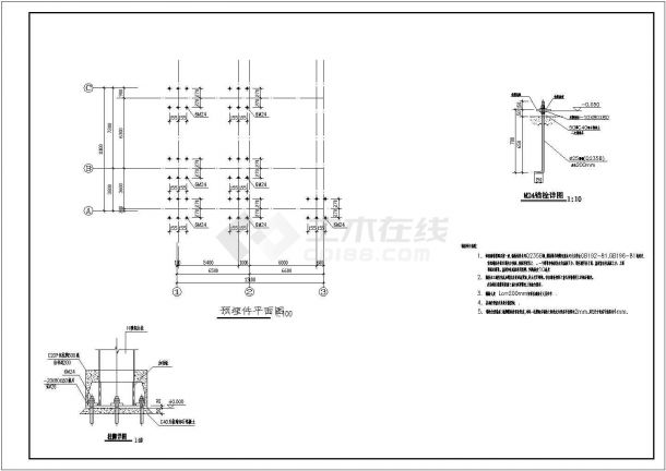 宜昌三层钢结构框架结构全套施工cad-图一