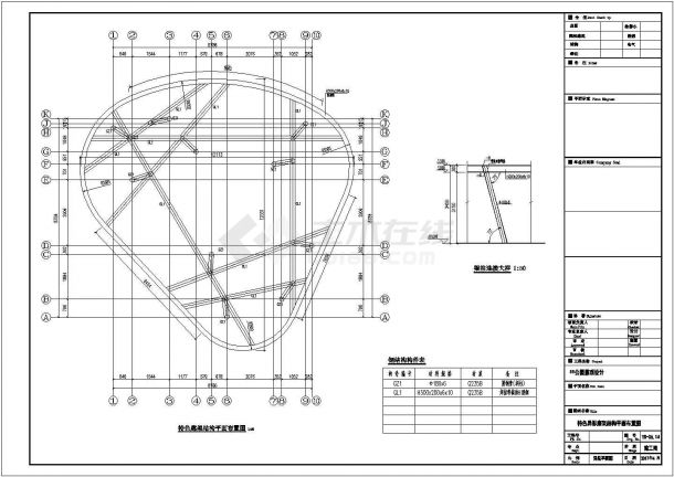 某特色异形钢廊架结构CAD平面设计图纸-图一