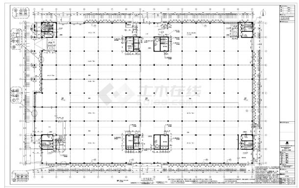 某三层框架结构丁类厂房建筑施工cad图纸-图二