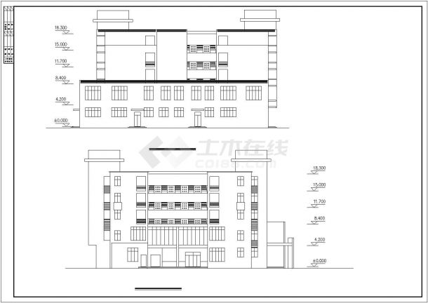 某中学多层餐厅宿舍综合楼建筑设计CAD图纸-图一