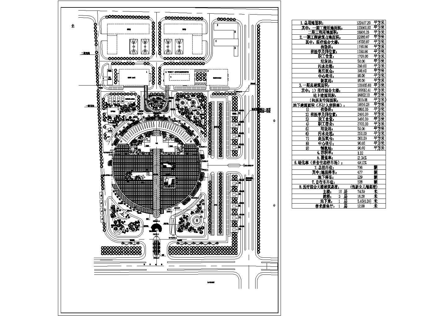 医院设计_12万平米医院环境总平面布置景观设计CAD图纸