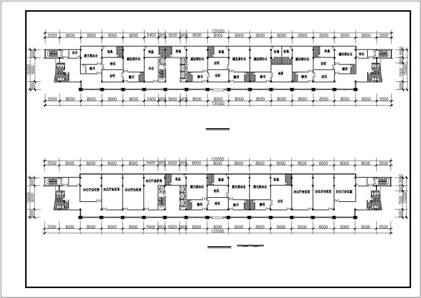 驻马店市某市政单位6900平米七层办公楼全套建筑设计CAD图纸