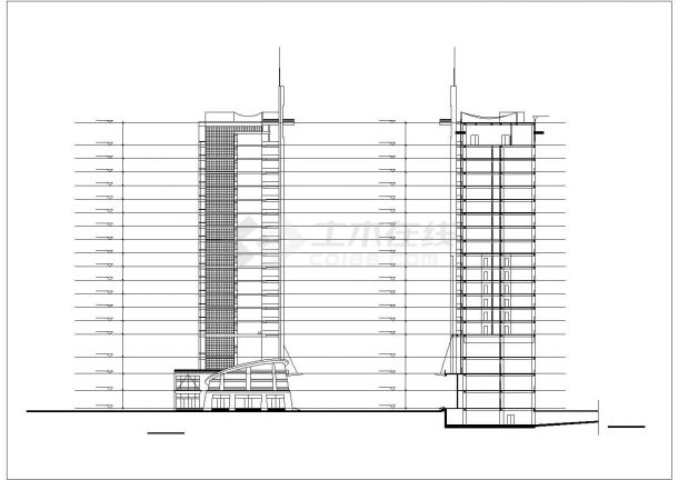 许昌市某科技园1.8万平米左右19层框架结构办公楼建筑设计CAD图纸-图二