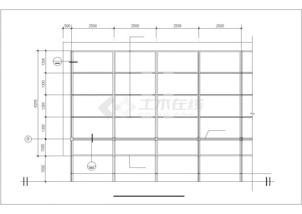 北京某市政单位内部双排停车场顶棚施工设计CAD图纸-图一