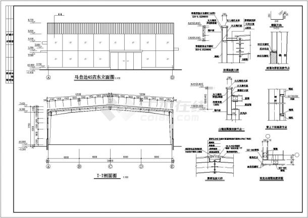 武汉马自达4S店钢结构详细建筑施工图-图一