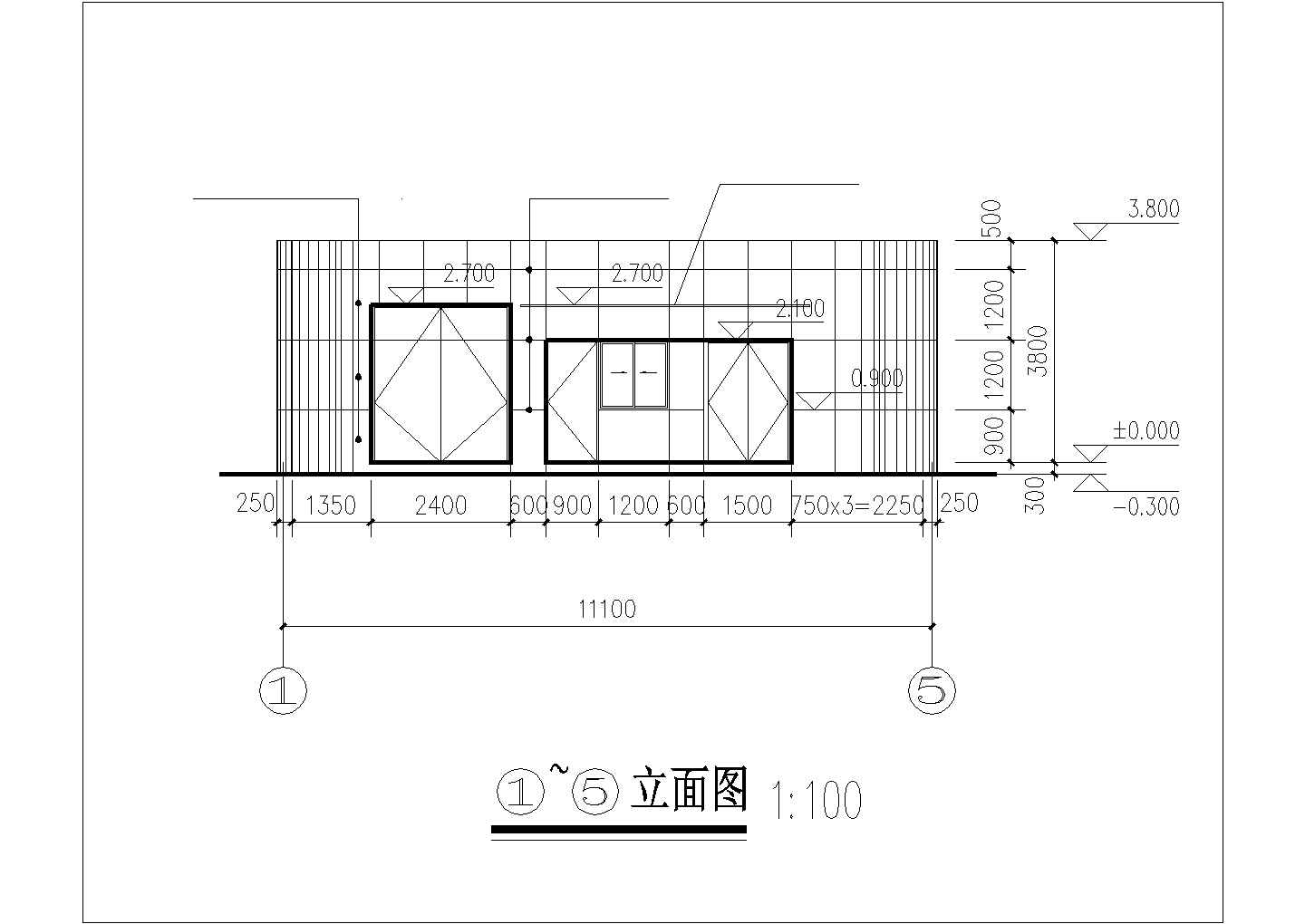 深圳某污水治理站50平米单层变电管理房建筑设计CAD图纸