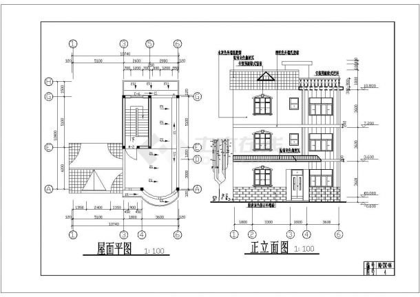 西双版纳市某现代化村镇3层砖混结构民居别墅楼全套建筑设计CAD图纸-图二
