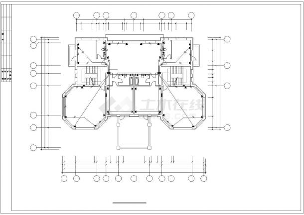 郑州市新鹤苑别墅区3层砖混独栋别墅建筑设计CAD图纸（含水电结构图）-图二