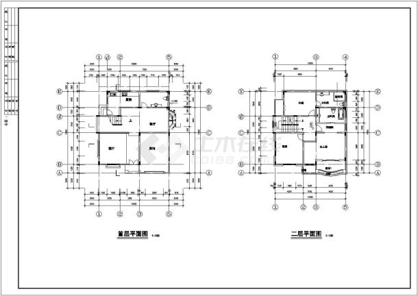 丽水市某现代化村镇3层框架结构独栋别墅全套建筑设计CAD图纸-图二