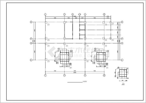 厦门市某商业街13层框架结构商务宾馆全套结构设计CAD图纸-图二