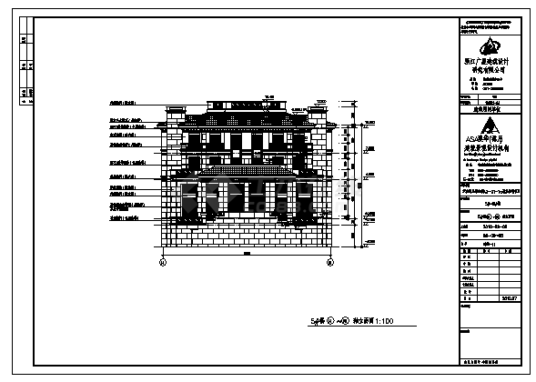 住宅设计_三层半砖混结构简欧住宅建筑施工cad图，含效果图-图二