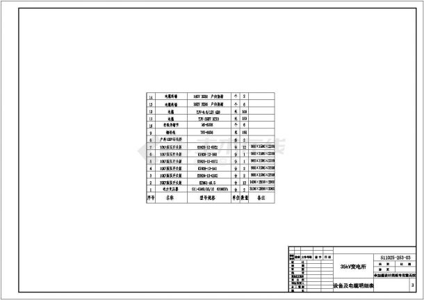 某35kV高压变电站设计cad全套电气施工图纸（含设计说明）-图一